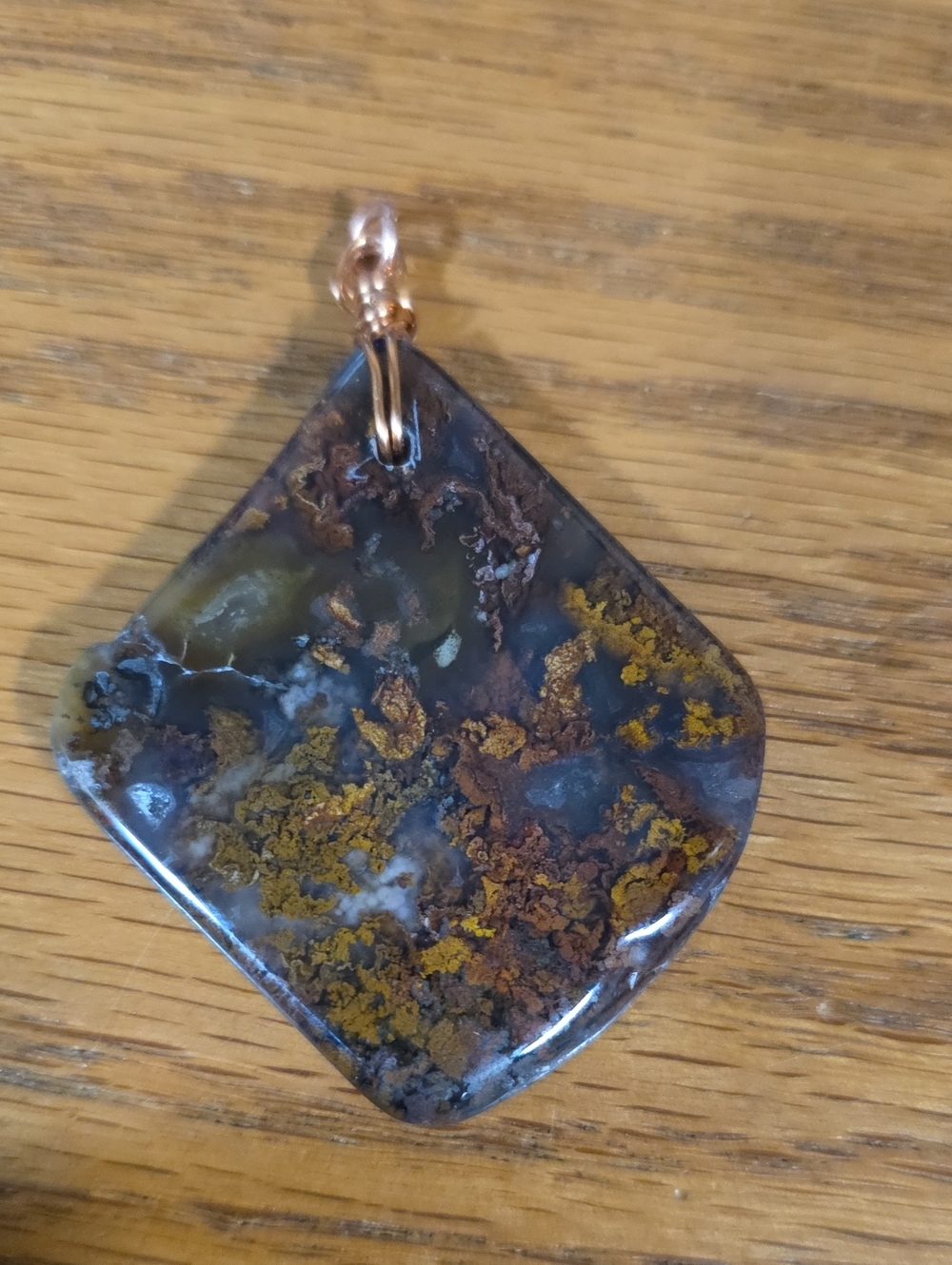 Moss Agate Pendant Necklace in Green and Brown